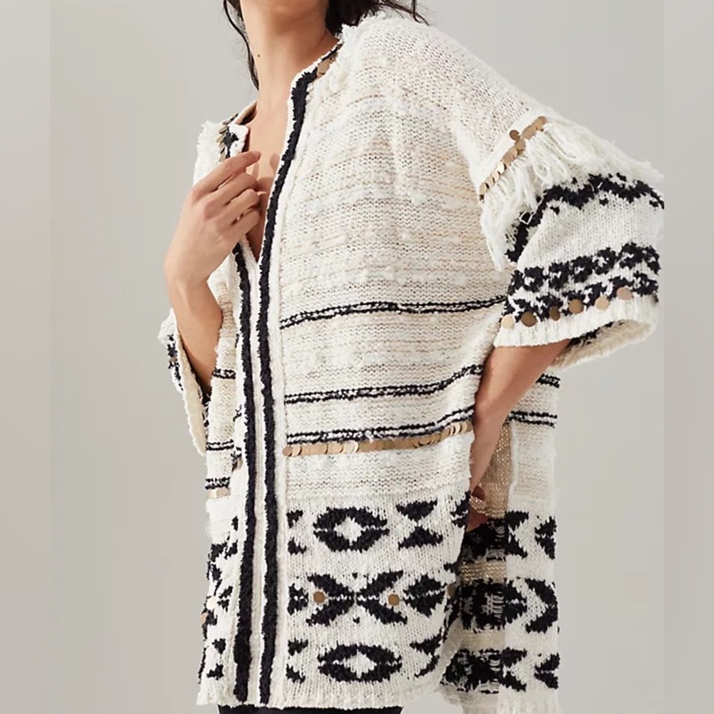 Margot Poncho with Brass Embellishments